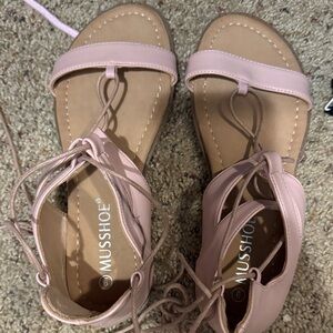 MUSSHOE Pink Lace-Up Sandals